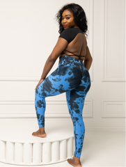 Blue Bliss Tie-Dye Dreams High Waist Leggings